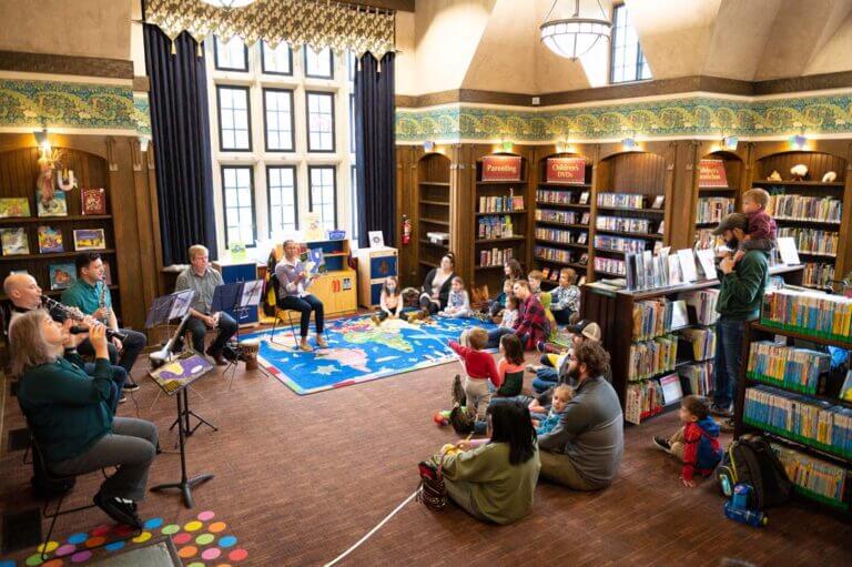 musical storybook performance in a library