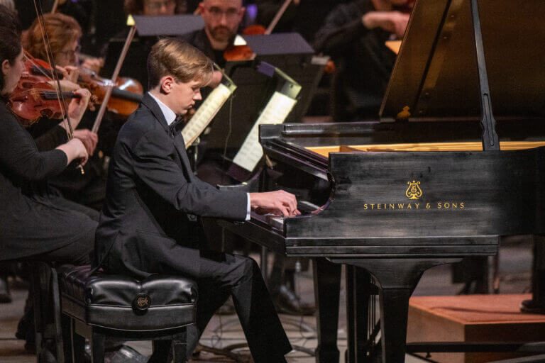 pianist and youth soloist competition winner isaan sandelin performs with the symphony