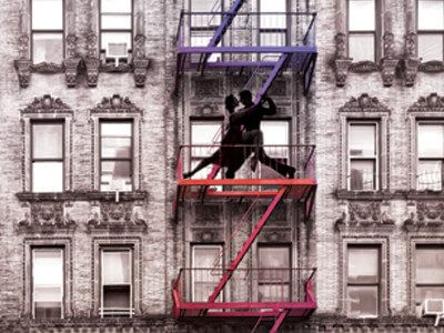 fire escape with two dancers